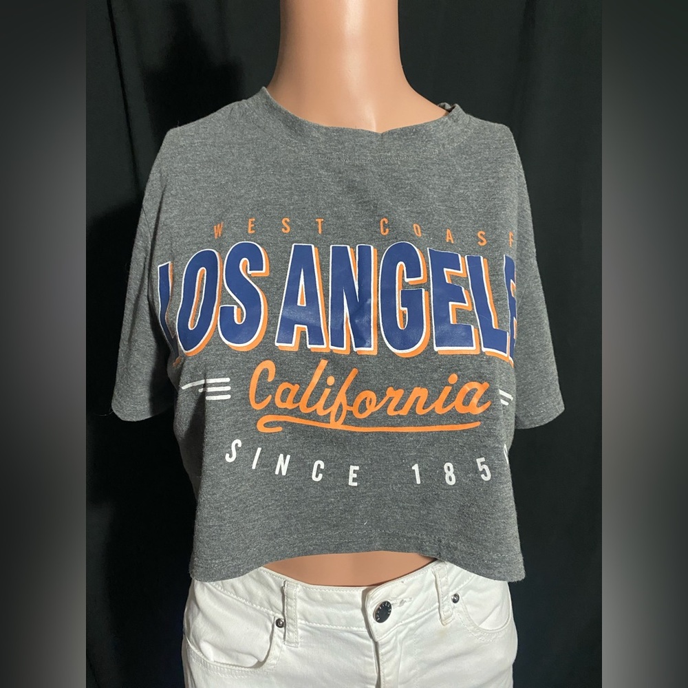 ROMWE Gray Los Angeles California Crop Top